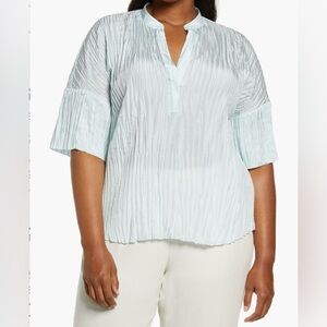 Vince Top Women’s Plus Size 3X Crushed Silk Short Sleeve‎ Color Sky